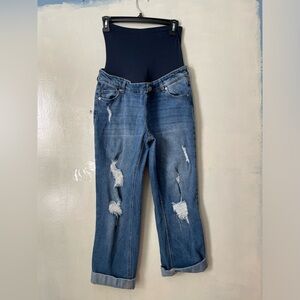 Women’s time + true maternity jeans size M (8-10) cuffed straight leg